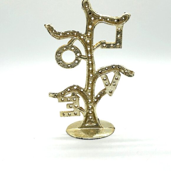 Vintage 1960s Earring Tree Torino Gold-tone LOVE Tree Figurine Gold-tone Display - Picture 4 of 16